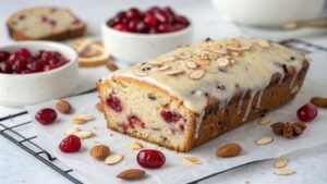 Cranberry Almond Bread with White Chocolate Glaze